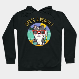 Funny husky dog is chilling on the beach Hoodie